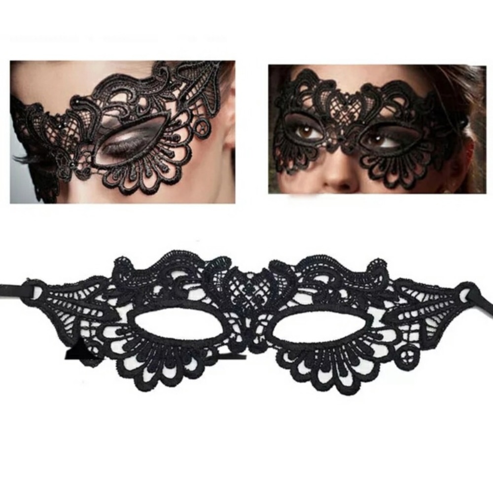 New! Black Lace Masquerade Mask - Picture 4 of 6